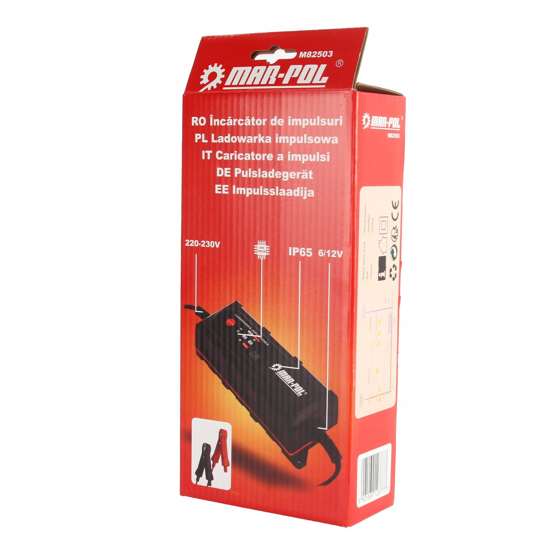 MAR-POL M82503 UNIVERZÁLNA NABÍJAČKA INTELLIGENT 6V / 12V, 6 stupňová + kabeláž