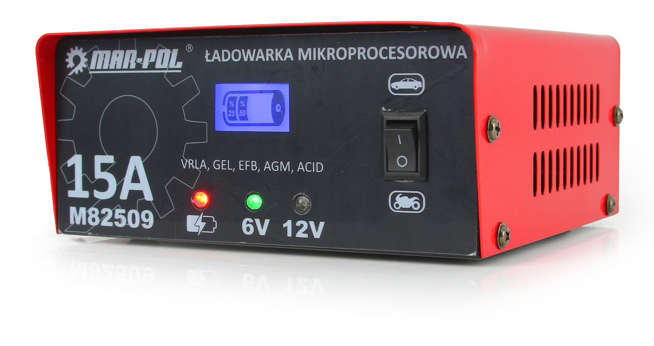 Mikroprocesorová nabíjačka 6V / 12V 15A - MAR-POL M82509