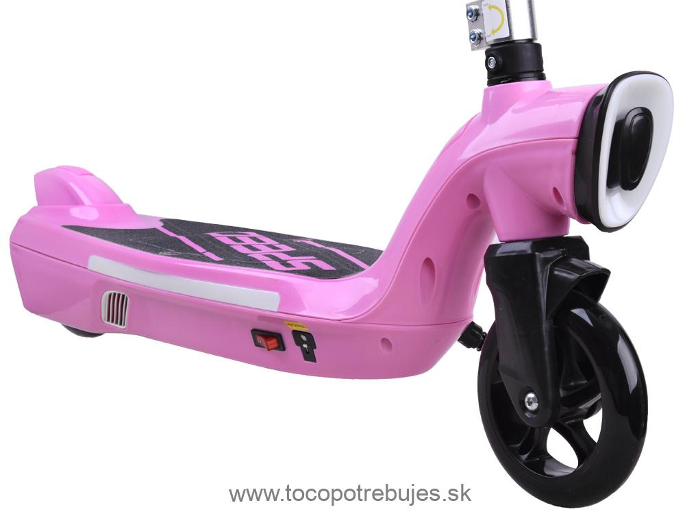 Elektrická Kolobežka 12V 45W s LED osvetlením, nosnosť 50kg, ružová