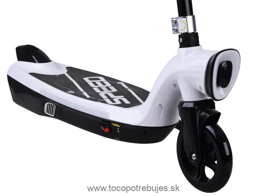 Elektrická Kolobežka 12V 45W s LED osvetlením, nosnosť 50kg, biela