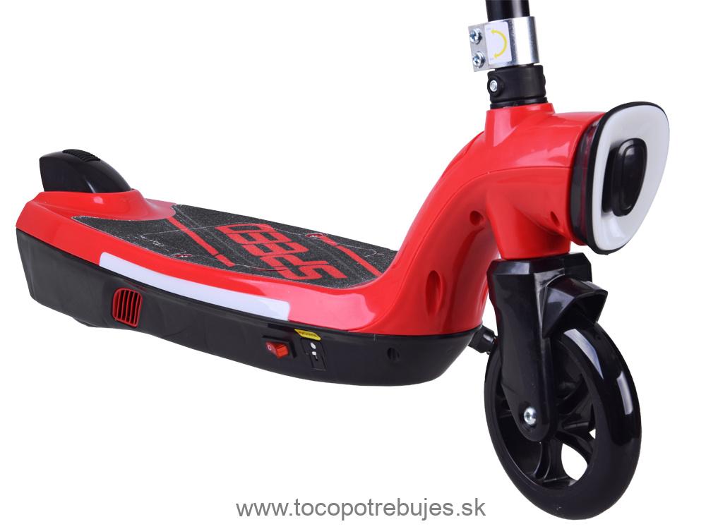 Elektrická Kolobežka 12V 45W s LED osvetlením, nosnosť 50kg, červená