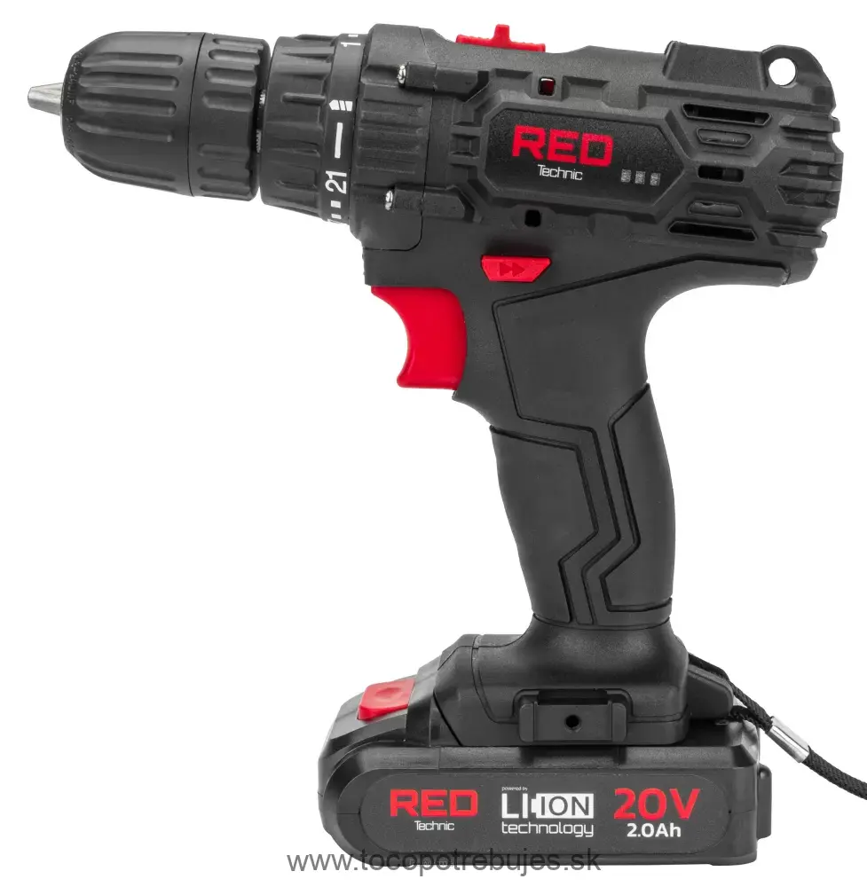 Akumulátorová vŕtačka 20V, 2x 2ah, RTWA0033- RED TECHNIC