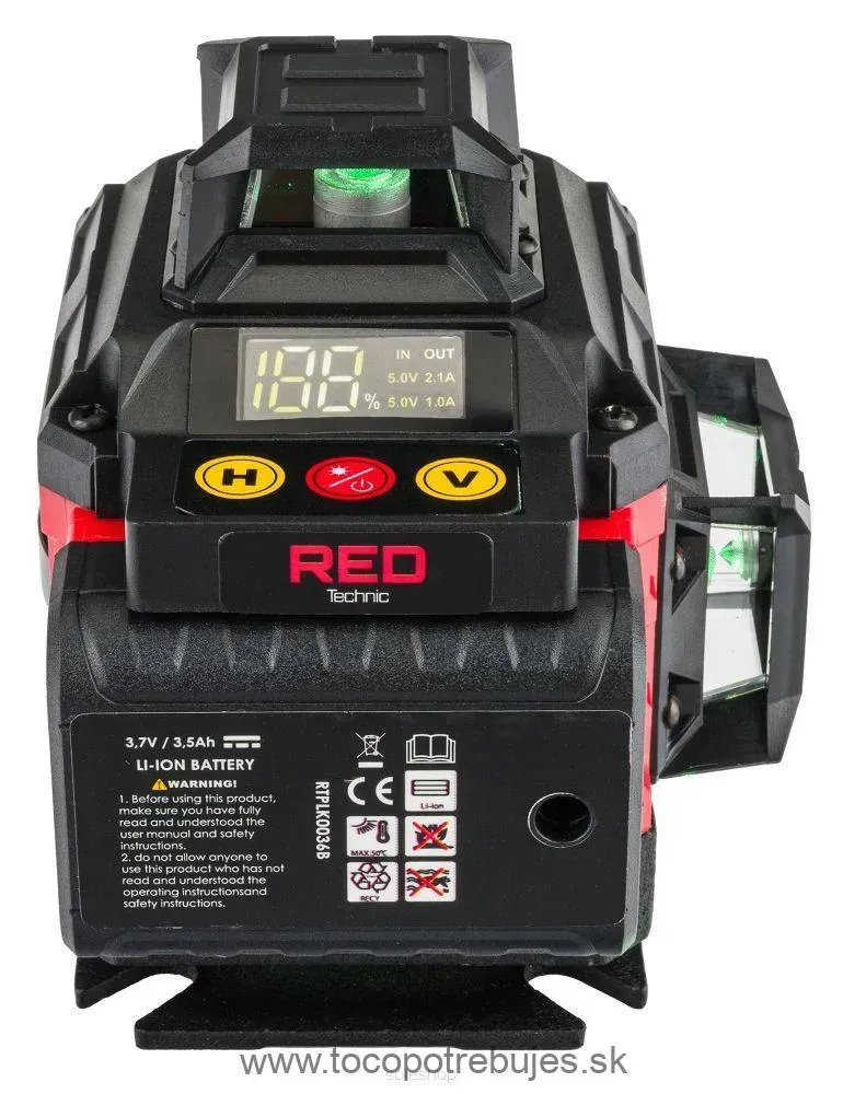 Krížový laser zelený RTPLK0036, 4D, 360 stupňov - RED TECHNIC RTPLK0036