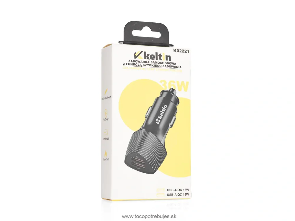 Nabíjačka do auta s funkciou rýchleho nabíjania 2xUSB QC3 - Keltin K02221