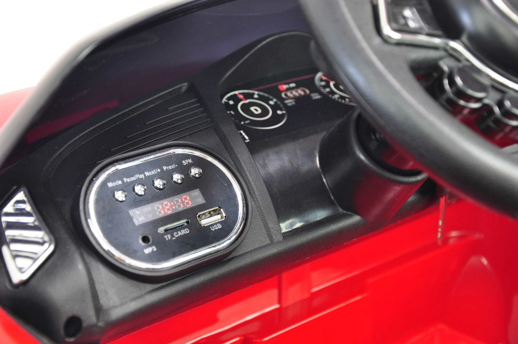 Elektrické autíčko Audi R8 small, 12V, 2,4 GHz dialkové ovládanie, USB / SD Vstup, odpruženie, 12V batéria, mäkké EVA kolesá, 2 X MOTOR, červené, ORIGINAL licencia