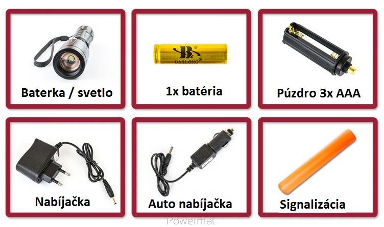 Policajná baterka LED CREE XML T6 - 1898