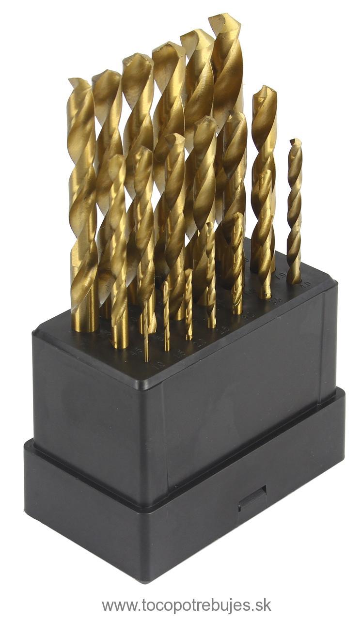 Sada titánových vrtákov HSS do kovu 19ks 1mm - 10mm - MAR-POL M22310