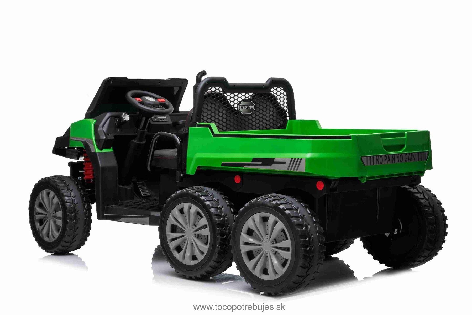 Farmárske elektrické autíčko RIDER 6X6 24V s pohonom štyroch kolies 4X 100W, zelená