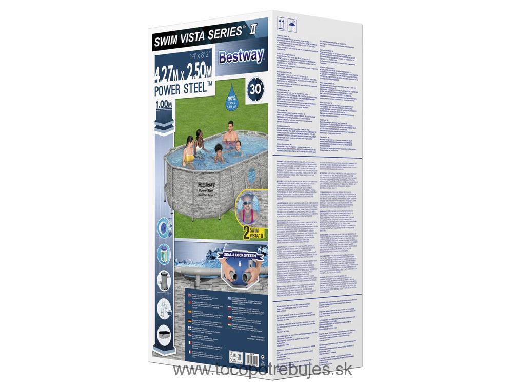 Bestway 56714 Power Steel Bazén s kovovou konštrukciou, 427 cm x 250 cm x 100 cm