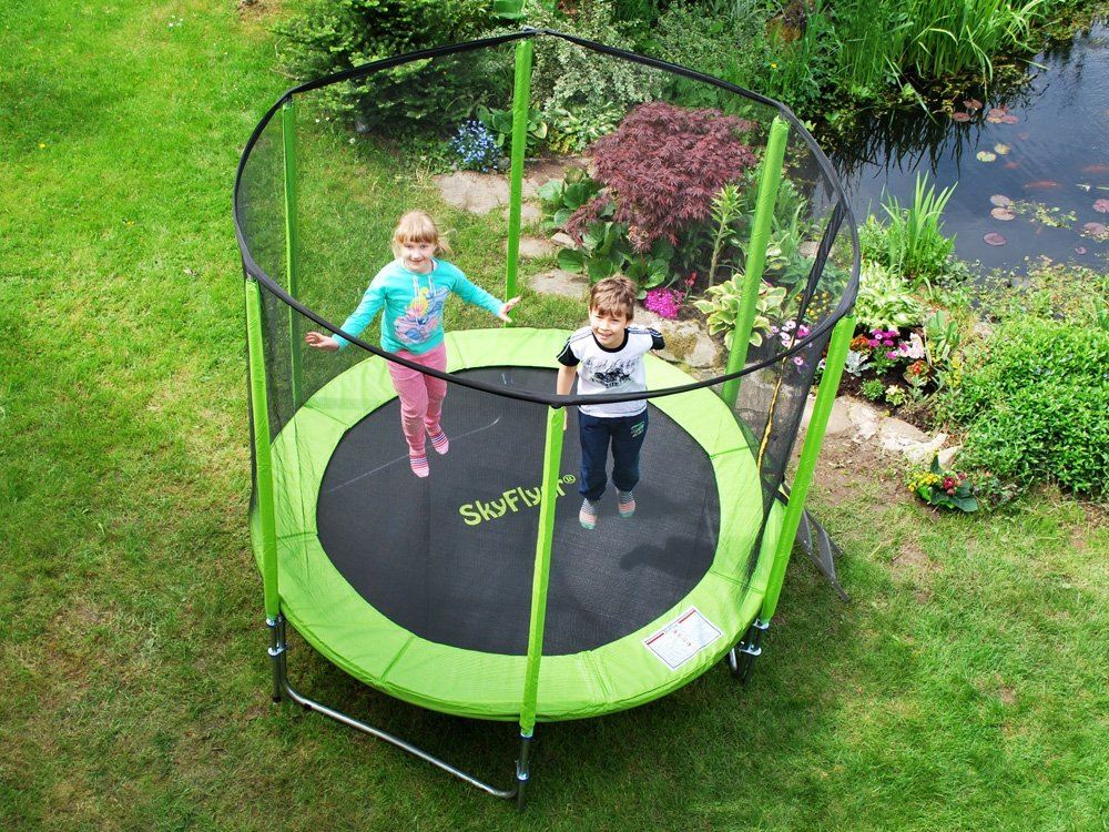 SkyFlyer Záhradná trampolína 244cm 8FT s ochrannou sieťou a rebríkom, zelená