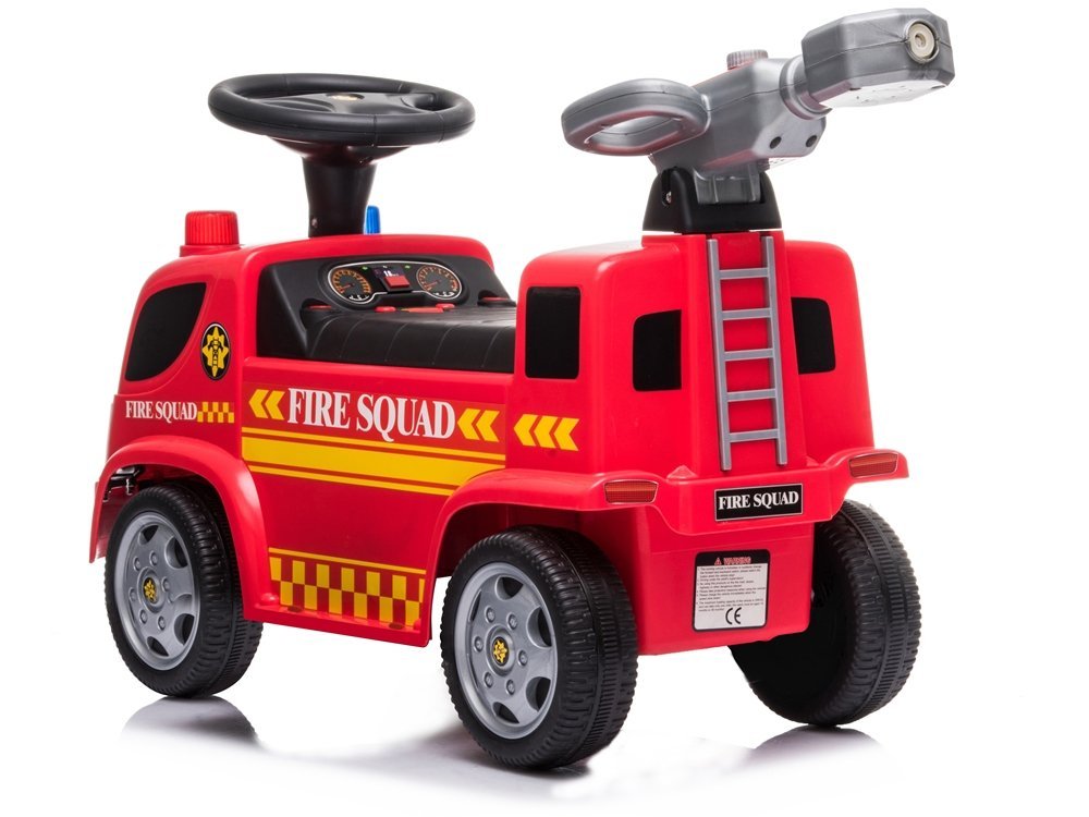 LeanToys Odrážadlo hasičské auto na baterky s kanónom a bublinami červené