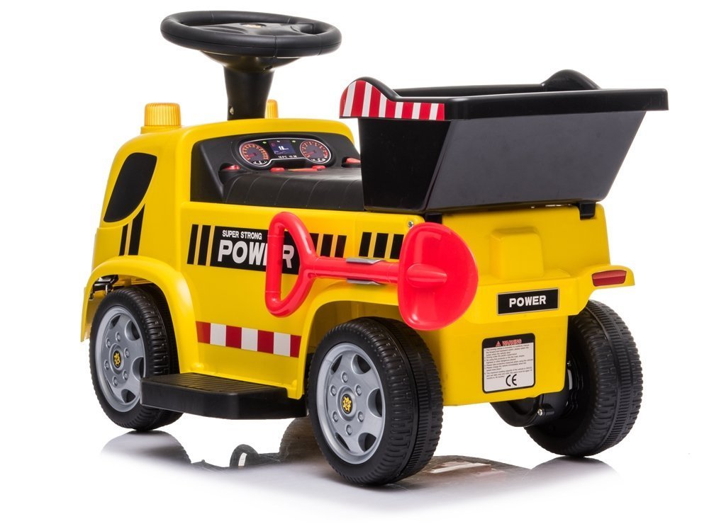LeanToys Odrážadlo stavebné vozidlo na baterky žlto-čierne