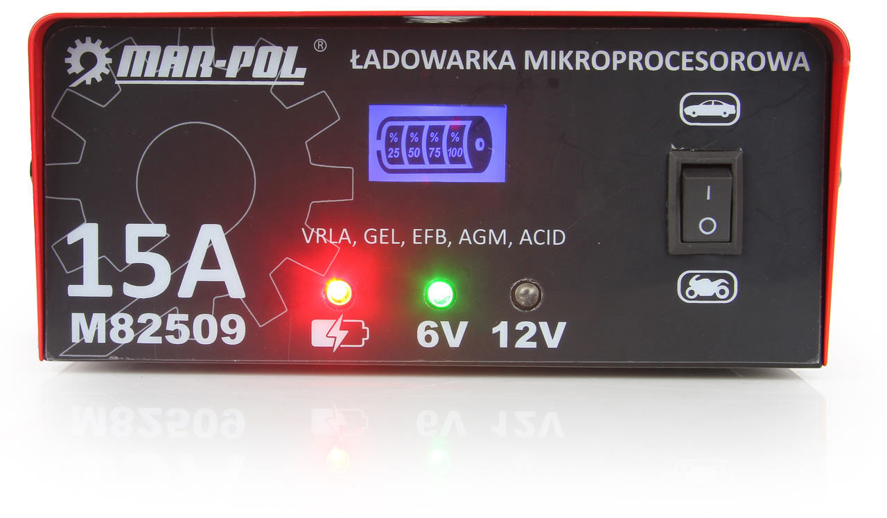 Mikroprocesorová nabíjačka 6V / 12V 15A - MAR-POL M82509