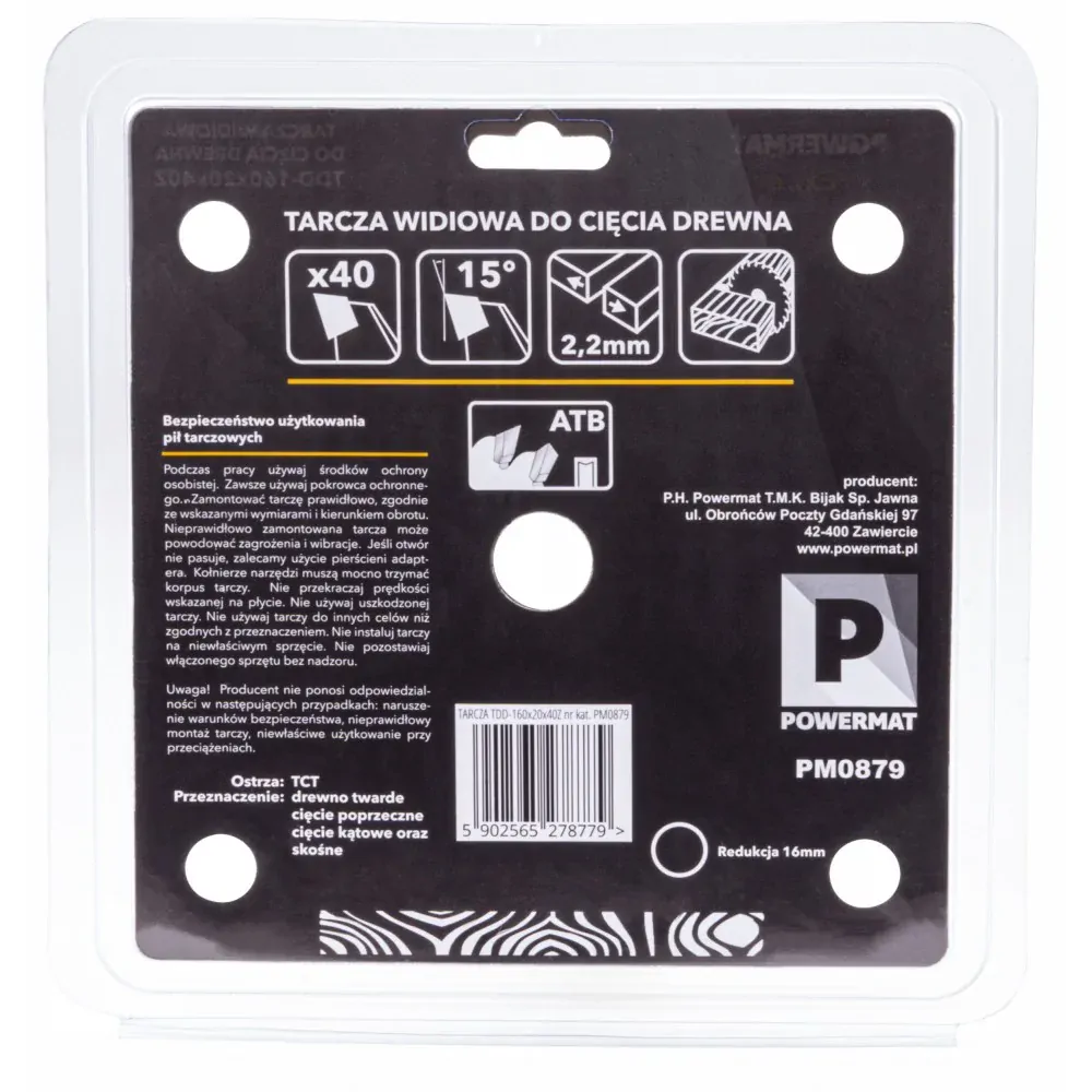 Kotúč na drevo TDD-160x20x40Z - POWERMAT PM0879