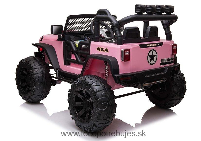 LeanToys elektrické autíčko JC666, L7487, ružové, 2x200w, Predné LED svetlá, kožené zedadlá