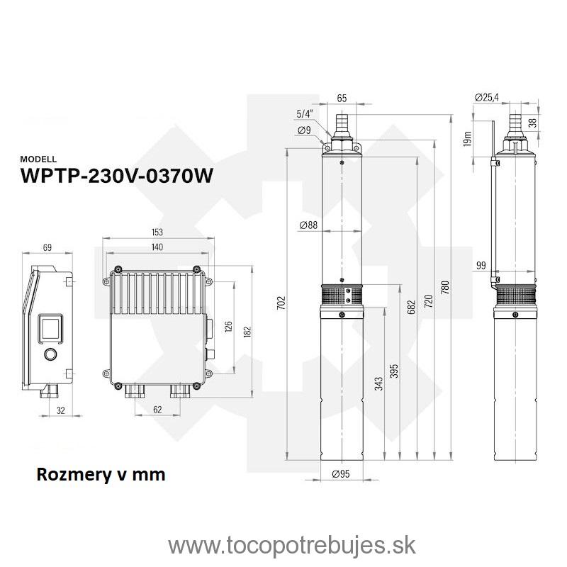Hlbinné čerpadlo 4" 370 W, 4000 L / h, max. 34 m