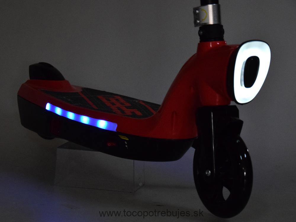 Elektrická Kolobežka 12V 45W s LED osvetlením, nosnosť 50kg, červená