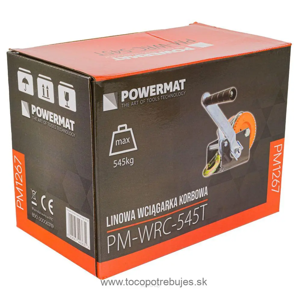 Ručný lanový navijak 545kg 10m PM-WRC-545T - POWERMAT