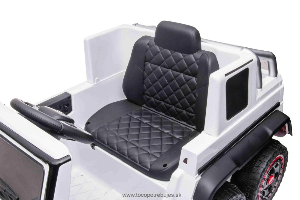Elektrické autíčko Mercedes-Benz G63 AMG 6X6, Jednomiestne, čierné, 6 Kolies s nezávislým odpružením, Pohon 2 x 45W, 12V10AH Batéria, Plastové kolesá a sedadlo, Diaľkové ovládanie, Licencované