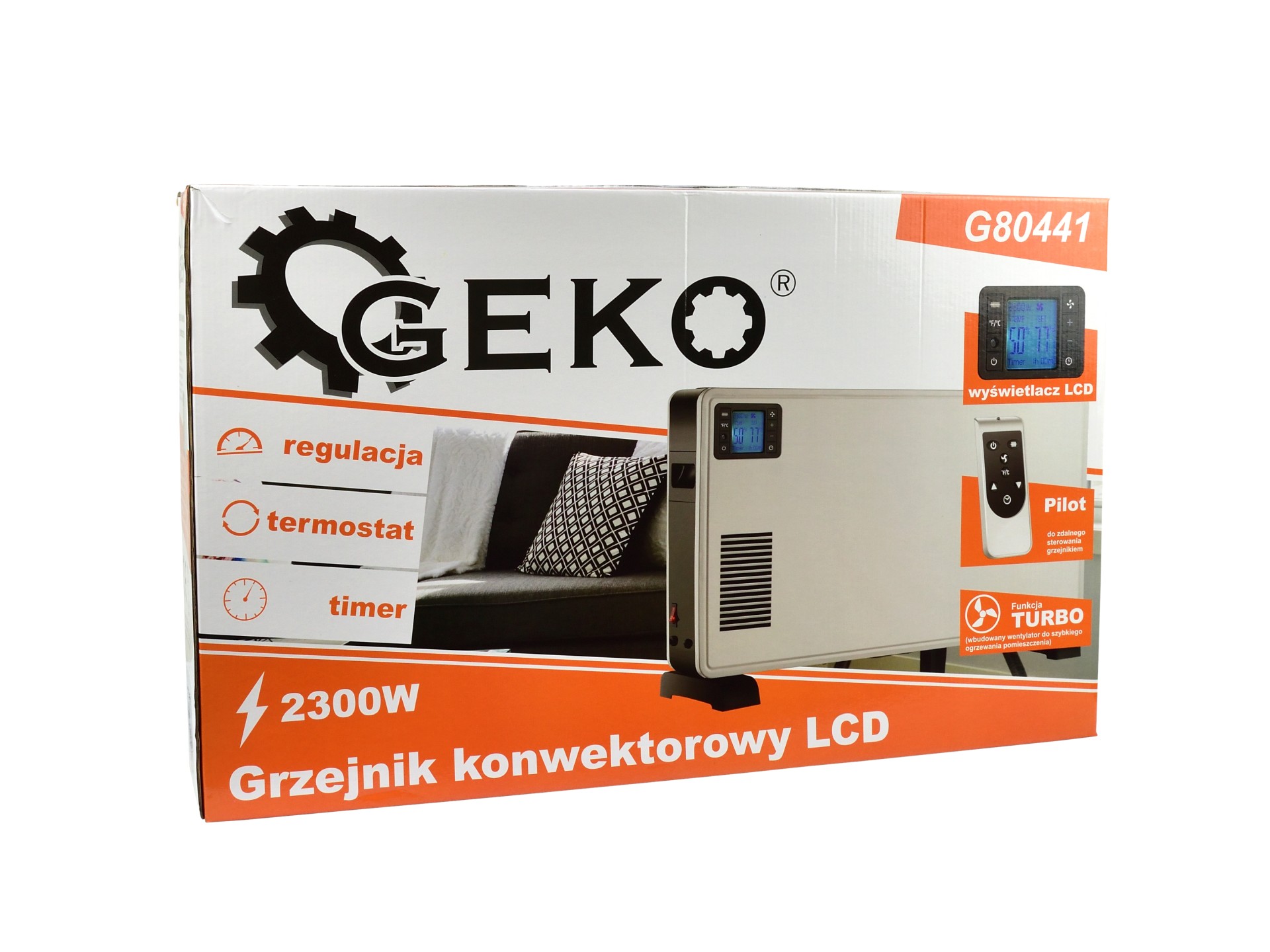LCD konvektorový ohrievač s diaľkovým ovládaním - GEKO G80441
