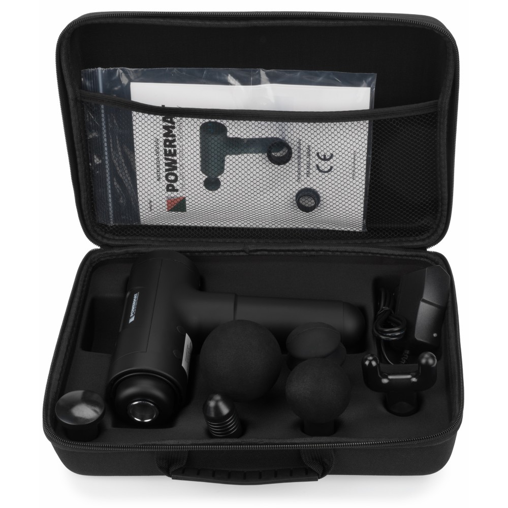 Masážna pištoľ (1800mAh) + 6 hlavíc PM-MAS-1800BM