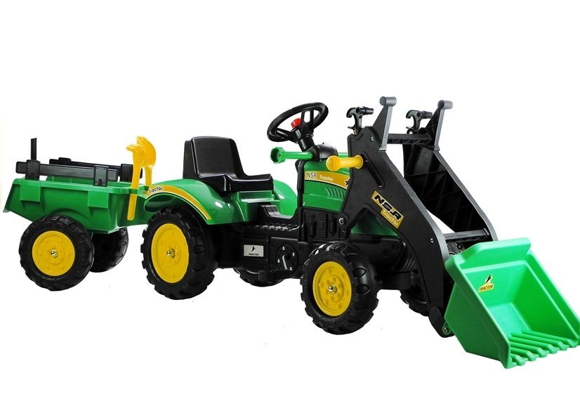 LeanToys Veľký traktor Herman s prívesom a pedálmi 165 cm, zelená