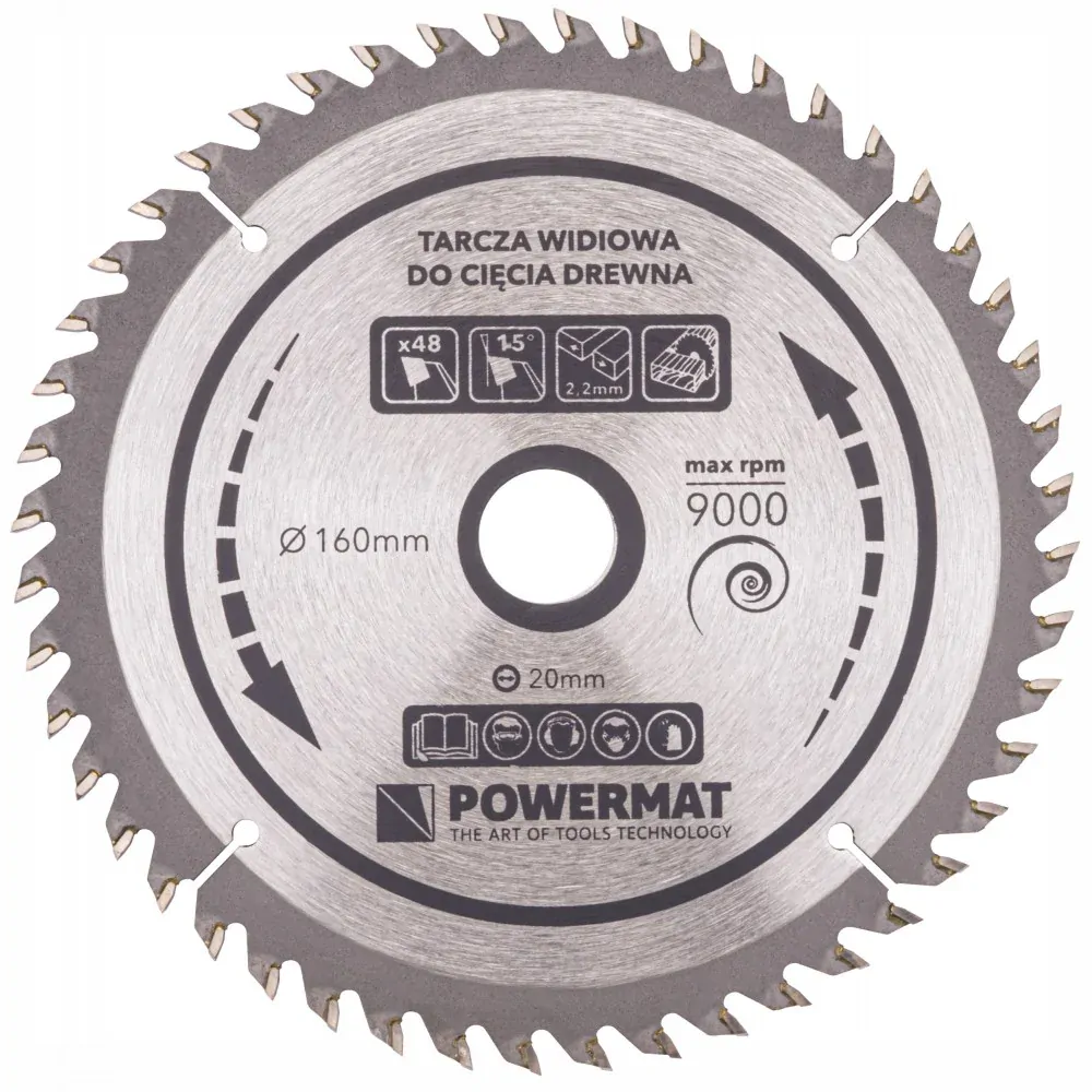 Kotúč na drevo TDD-160x20x48Z - POWERMAT PM0880