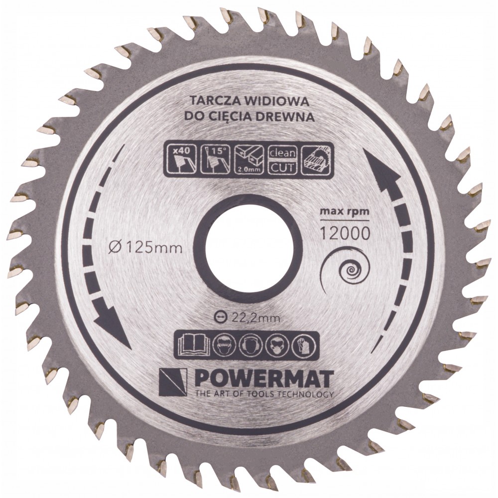 Vídiový kotúč na drevo TDD-125x22.2x40Z - POWERMAT