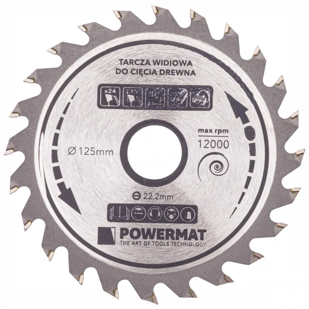 Vídiový kotúč na drevo TDD-125x22.2x24Z - POWERMAT