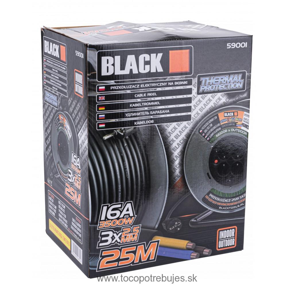 Predlžovací kábel na bubne 25m - BLACK