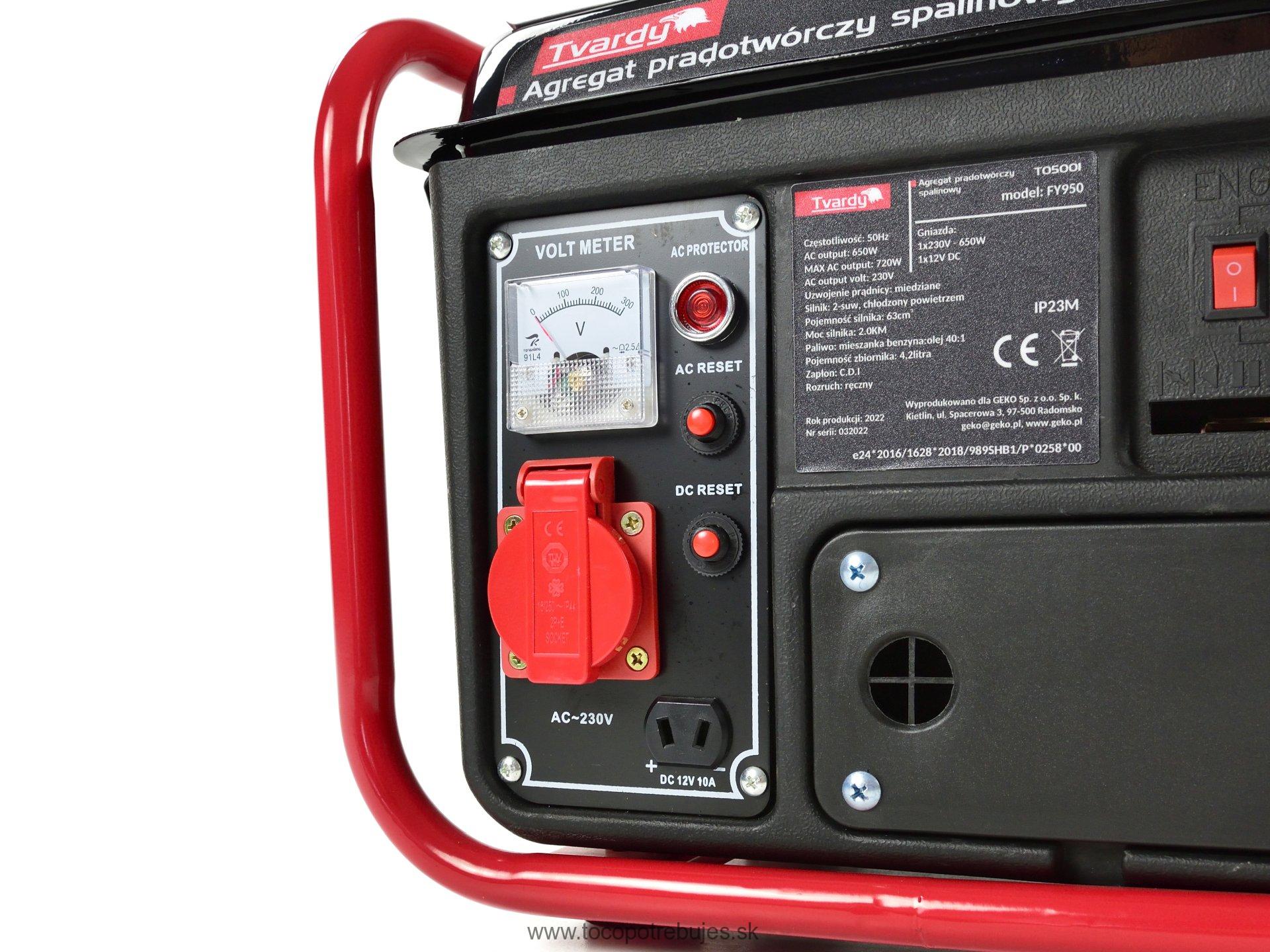 Elektrocentrála 2HP 720W - Tvardy T05001