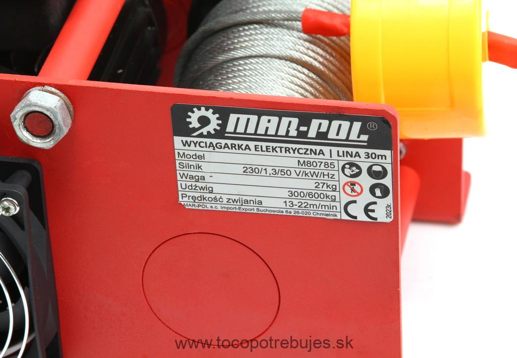 Elektrický lanový navijak 30m 300/600kg - MAR-POL M80785