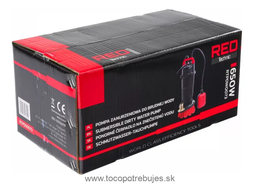 Ponorné čerpadlo s plavákom 1" 8000 l/h - RED TECHNIC RTPDW0073