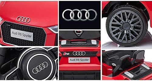 Elektrické autíčko Audi R8 small, 12V, 2,4 GHz dialkové ovládanie, USB / SD Vstup, odpruženie, 12V batéria, mäkké EVA kolesá, 2 X MOTOR, červené, ORIGINAL licencia