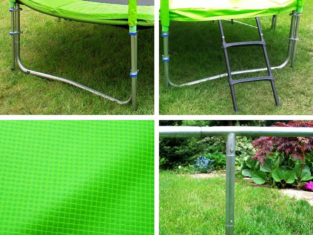 SkyFlyer Záhradná trampolína 304cm 10FT s ochrannou sieťou a rebríkom, zelená