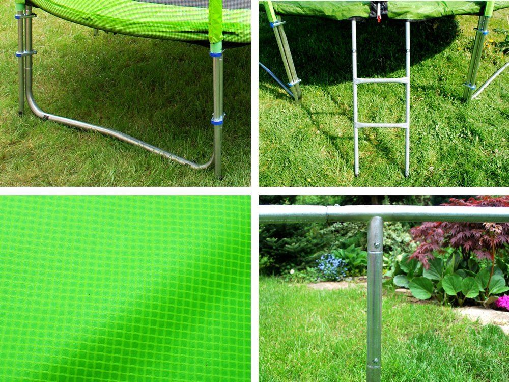 SkyFlyer Záhradná trampolína 487cm 16FT s ochrannou sieťou a rebríkom, zelená