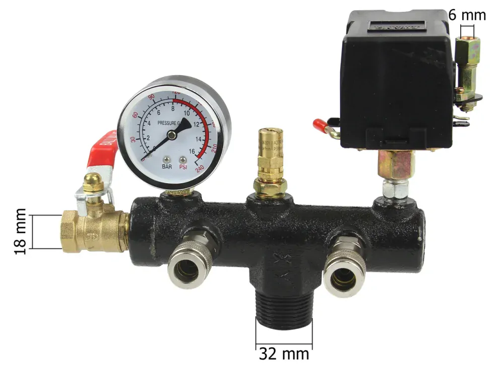 Tlakový spínač s manometrom 6-8 bar 400V - MAR-POL M806986
