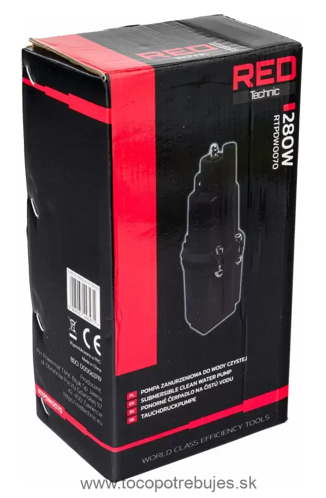 Ponorné membránové čerpadlo 280W - RED TECHNIC RTPDW0070