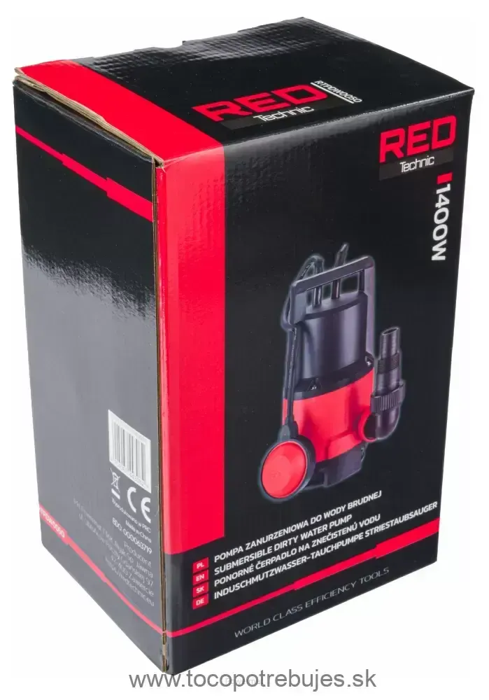Kalové čerpadlo 1400W - RED TECHNIC RTPDW0050