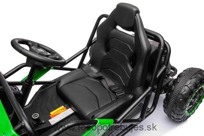 Elektrická Motokára SPORT-KART 24V, zelené, EVA kolesá, Koženkové sedadlo, 2 x 50W Motor, 24V Batéria, Masívna kovová konštrukcia