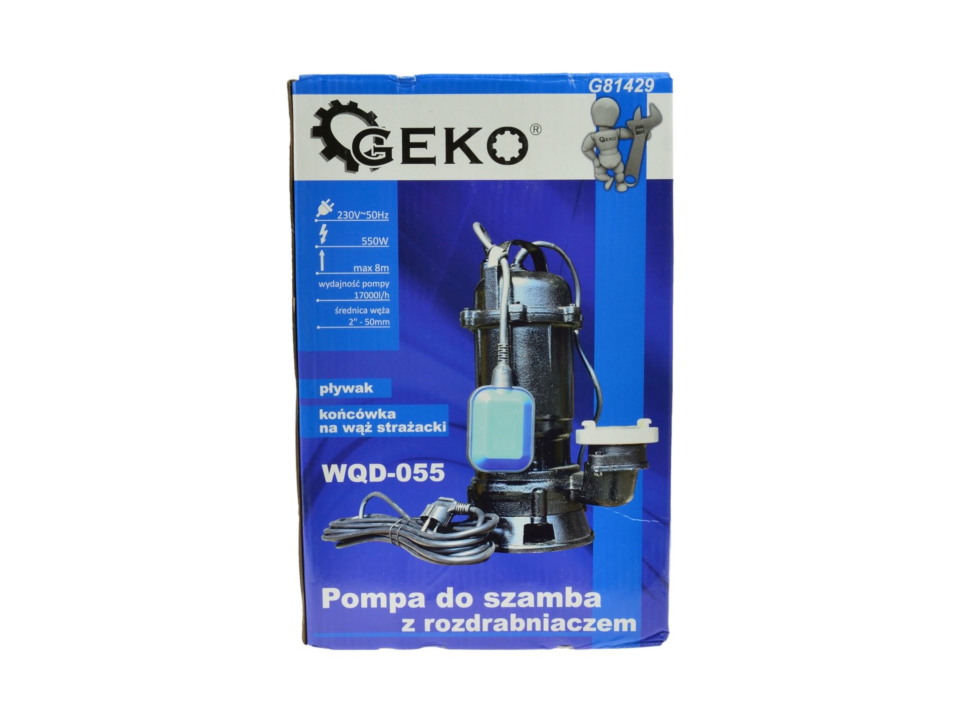 Ponorné kalové čerpadlo WQD-055 s nožom a plavákom - GEKO G81429