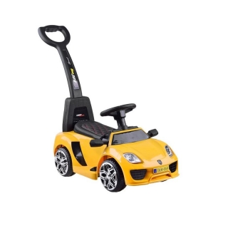 Joko Elektrické autíčko, odrážadlo 3v1, kožené sedadlo, žltá