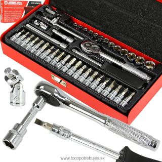 Sada nástrčných hlavic 1/4" 42ks 4-14mm + bity - MAR-POL M58203