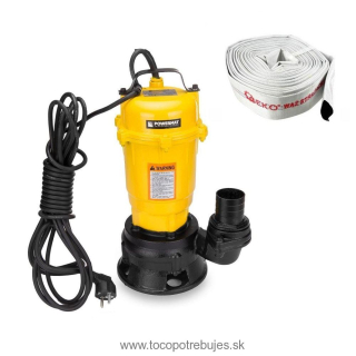 Kalové čerpadlo s drvičom PM-PDS-3000 + hasiaca hadica 2" 20m - POWERMAT