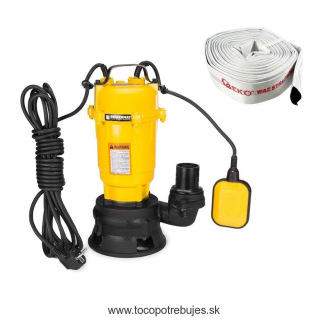 Kalové čerpadlo s drvičom a plavákom PM-PDS-3000P + hasiaca hadica 2" 20m - POWERMAT