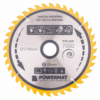 Kotúč na drevo TDD-210x30x40Z - POWERMAT