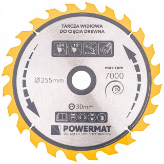 Kotúč na drevo TDD-255x30x24Z - POWERMAT PM0897