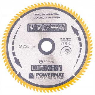 Kotúč na drevo TDD-255x30x80Z - POWERMAT