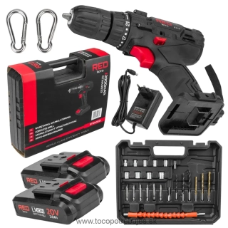 Akumulátorová vŕtačka 20V, 2x 2ah, RTWA0033- RED TECHNIC