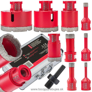 Sada diamantových korunkových vrtákov, 9 ks - RED TECHNIC RTZOD0046